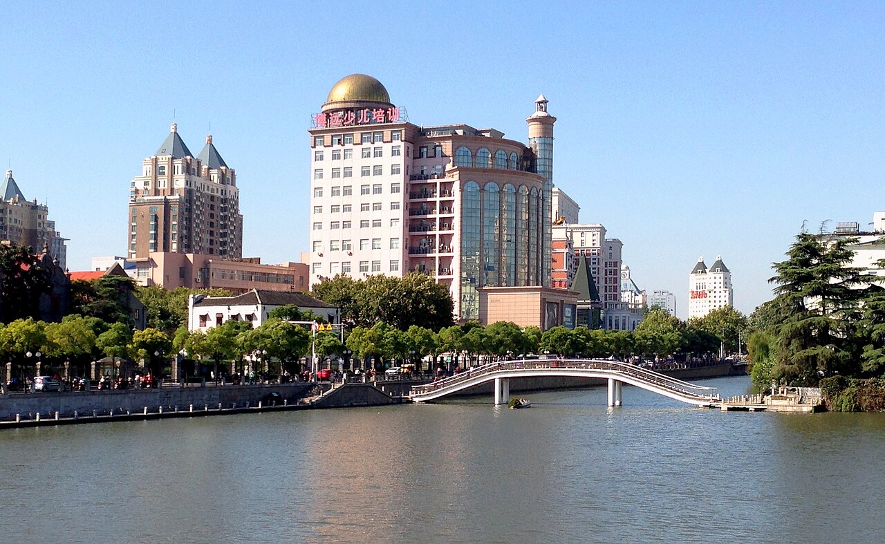 Nantong skyline along the Hao River